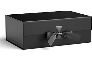 GIFTSAY Magnetic Gift Box for Presents 32.2 x20.3 x11.4 cm,Large Gift Boxes Black with Lid for Gifts, Paper Wedding Favor Boxes,Birthday Gift Box Bulk, Party Favor Boxes