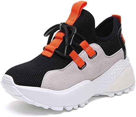 GAOLIXIA Sports Shoes Female Spring Stitching Muffins With Leather Stitching Color Matching Wild Thick Bottom Student Shoes Running Shoes (Color : Black, Size : 40)