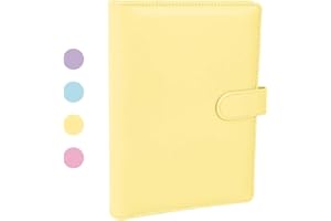 falllea A5 PU Leather Ring Binder, Refillable 6 Round Ring Binder Cover, Business Notebook Binder Notepad and Meeting Notebook, Travel Writing Notebook Diary Binder Cover(Yellow)