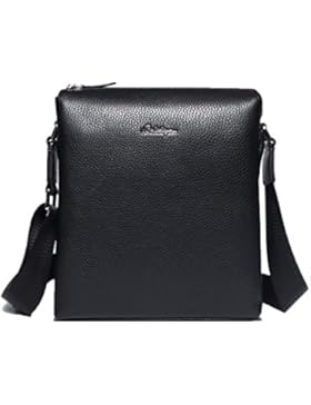 Klein Echt Leder Umhängetasche Herren Schwarz für Männer Ipad Schultertasche Herrentaschen Umhänge Schulter Reise...