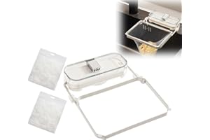 LUCKKY Küchenfilter-Siebhalter, Abflusssieb für Küchenspüle, Faltbare Halterung, Küchenspüle-Eck-Abflusssieb, Spülbeckenfilter mit 100 Stück Netz (Weiß)