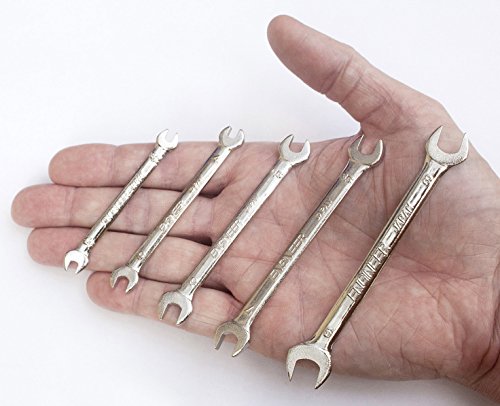 5 Stück metrische Schraubenschlüssel in kleinen Größen eingestellt – 3,2 mm / 3,5 mm, 4,0 mm / 5,0 mm, 5,5 mm / 6,0 mm, 6,5 / 7,0 mm, 8,0 mm / 9,0 mm. Engineer ts-01, 5pc mini spanner set in wallet (metric) - 2