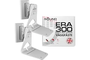Sound Bass ERA300 Väggfäste, Tilt- och Svängbart, Vit, Dubbel (2 st) | Kompatibelt Endast Med Sonos ERA 300, Enkel Installation, Inkluderar Monteringskit, Dubbel, Par