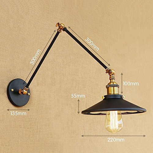 Download LXFS With lens wall lamp double section long arm personality creative bedroom restaurant bedside telescopic decorative wall lamp ( Size : D )