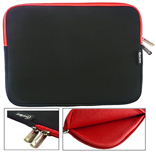 Emartbuy® Schwarz / Rot Wasserdicht Neopren weicher Reißverschluss Kasten Sleeve Mit Rot Interieur und zip geeignet für Acer Switch Alpha 12 Detachable PC ( 11.6 - 12.5 Zoll Tablet Chromebook Laptop )