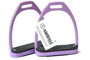 AMIDALE SPORTS ALUMINUM LIGHT WEIGHT STIRRUPS HORSE RIDING WITH TREADS 4.75" PURPLE