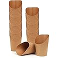 Ecoway Pack Of 25-12 Oz French Fries Cup Holder Disposable Snack Cups Take Out, Popcorn Box Paper Cones, Biodegradable, Eco-Friendly, Compostable, Kraft Paper Cups, Brown