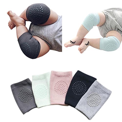 Preisvergleich Produktbild Covermason 5 Paar Baby Krabbeln Anti-Rutsch Knieschoner Knieschützer Krabbelschoner Krabbelhilfe (Dunkelgrau)