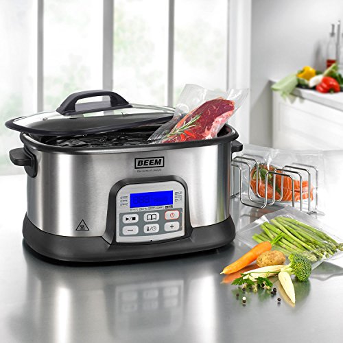 BEEM Gastrolon Sous-Vide plus 16in1 – professioneller Niedertemperaturgarer Vakuumgarer Vakuum Garer Multikocher Slow Cooker Schongarer – 7 Liter Behälter – 1500 Watt – inkl. 112-seitigem Kochbuch - 2