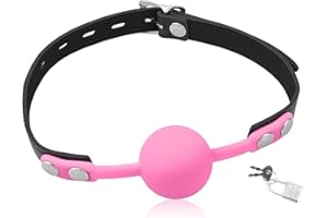 SXOVO Mordaza, Ball Gag Silicona, Mordaza de Bolas, Juguetes Sexuales BDSM, Sex Toy para Cosplay Esclava Sexy Fetiche, SM Bondage Kit para Pareja Hombre Mujer (Rosa)