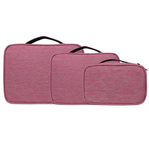 BUBM 3 Stücke Mehrfachfunktion Kabelorganiser Tasche Reisetasche mit Doppelschichten für Elektronische Zubehöre wie Netzteil, Maus und USB Stricks, Denim Rosa - 8