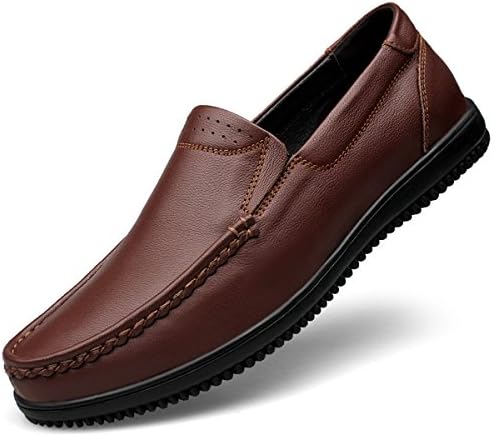 Ddstar Men's Business Loafers Shoes Driving Car Leather Casual Real Leather Comfort Slip On Loafers Smart Office Work School Shoes brown 7 UK