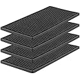 Rubber Service Bar Mat, Anti-slip12" x 6" Rubber Bar Spill Mat, 4 Pcs Premium PVC Pad for Kitchen, Restaurant, Countertop, Hotel, Beverages