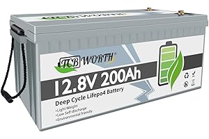 FLLYROWER 12v 200Ah LifePo4 Batterie Deep Cycles avec BMS Lithium Batterie pour Moteur de pêche à la traîne RV Panneaux solaires Les appareils électroménagers prennent en charge les séries et parallèles