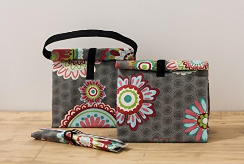 Reusable lunch bag in waterptoof fabric with print flowers