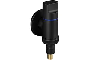 COOKIBLEND Válvula de parada de agua para fregadero de lavadora, llave de lavado automática para el hogar, tope de agua de latón, válvula de ángulo de apertura rápida (negro)