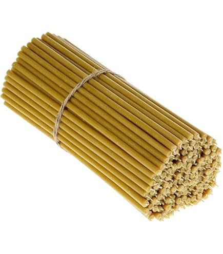 Ritualkerzen Candele In Cera D'Api Diveevo – 100 Pezzi, Azzurro Chiaro, 16 Cm X 5 Mm, Durata 30 Min, Naturali, Antigoccia, Fatte A Mano
