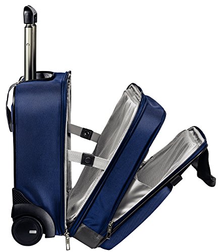 Leitz  Business Softcase Handgep  ck-Trolley  Smart Traveller  17 F  cher  44 x 37 5 x 23 cm  Polyester Metall Leder  Complete  Titan Blau  60590069