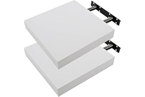 Etrexonline Estante de Pared 25x25x4cm Color Blanco, Balda Flotante Pared de Madera Fijación Invisible, Estantes de Almacenamiento Decorativos, Ideal para Salón, Habitación, Pasillo, etc..(2pz)