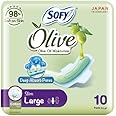 SOFY Olive Sanitary Pads With Wings, Slim, Large 29 cm, Pack of 10 Pads