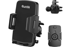 Quntis Handyhalter fürs Auto Lüftung, Platz für Lade- & AUX-Kabel, 360° Drehbar Universal KFZ Auto Handyhalterung Kompatibel mit iPhone Samsung Huawei HTC LG Sony Xiaomi (Schwarz)