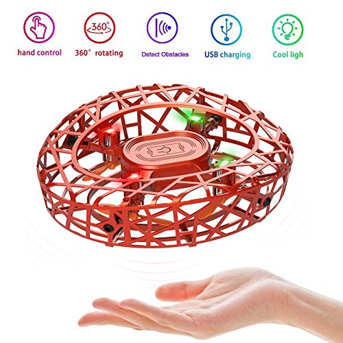 MARSMO Cadeau de la fête des Enfants Flying Toys Drones Mini Drones pour Enfants et Adultes Drone Quadcopter controlé à la Main Rechargeable avec Induction Infrarouge Enfants Jouet Volant Orange