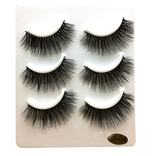Igemy 3 Paare lange falsche Wimpern Make-up Natürliche Fake Thick Schwarz Wimpern (D)