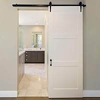 ECD Germany Schiebetürbeschlag Set Schiebetürsystem 183 cm aus Kohlenstoffstahl Schwarz komplettes Set mit Laufrollen…