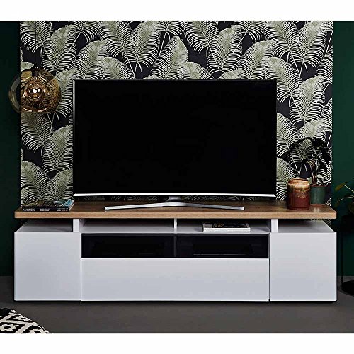 Preisvergleich Produktbild Pharao24 TV Board in Weiß Eiche hell 190 cm