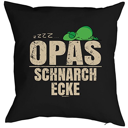 Cooles Opa Geschenk Kissen in schwarz inkl. Füllung und lustiger Urkunde: zzz? Opas Schnarch Ecke - 2