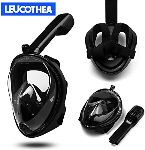 Leucothea Detachable Full Face Swimming Diving Mask Anti-Fog and Leakproof 180°Panorama Wider View Angle Easier Breathing Snorkel Mask with Adjustable Headstraps (Black S)