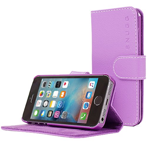 iPhone 5 / 5s Case, Snugg - Purple Leather iPhone 5/5s Flip Case [Lifetime Guarantee] Premium Wallet Phone Cover with Card Slots for Apple iPhone 5 / 5s