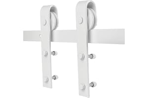 YIFAA Binario per Porta Scorrevole Kit Accessori, Armadio per Porta Singola in Legno, Perfetto per Cucine, Ttudio, Camera da Letto Principale, Spogliatoio, Club, Bar (Bianco, 200cm)