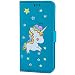 Produktbild iPhone 6S Plus Leder Hülle, CXTcase iPhone 6 Plus Wallet Flip Case Magnet Einhorn Handyhülle Tasche Schutzhülle Cover für Apple iPhone 6/6S Plus 5.5 Zoll Glitzer Bling Muster Blau