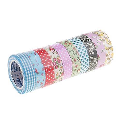 Gazechimp 10 Stück Baumwolle Washi Tape Dekoband Masking Tape Klebeband Scrapbooking - 6