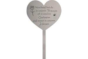 CMANLNYK Edelstahl Grabschmuck Wetterfest - Herz Form Design, um Liebe Zu Übertragen Grab Deko, Rostfeste Korrosionsschutz Outdoor Memorial Trauer Deko, Elegantes Zeichen Auf Dem Friedhof Style C
