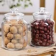 WEHXZP 3000 ml Glass JAR for Storage Random Design, Big Size Pop Jar Glass Tea Coffee & Sugar Container Pickle jar for Cookie Jar, with Air Tight for Kitchen Dried Masala, Honey (3 Ltr) || SET OF (1)