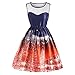 Produktbild Luckycat Damen Ärmellose Weihnachten Gedruckt Vintage Abend Party Prom Swing Dress Abendkleider Cocktailkleid Partykleider Blusenkleid Mode 2018