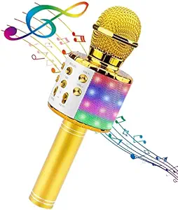 DK Home Bluetooth Singing Mike with Recording Portable Karaoke Mic with Microphone Speaker for Singing, Kids, Speech, All Smart Phones (Multicolor)