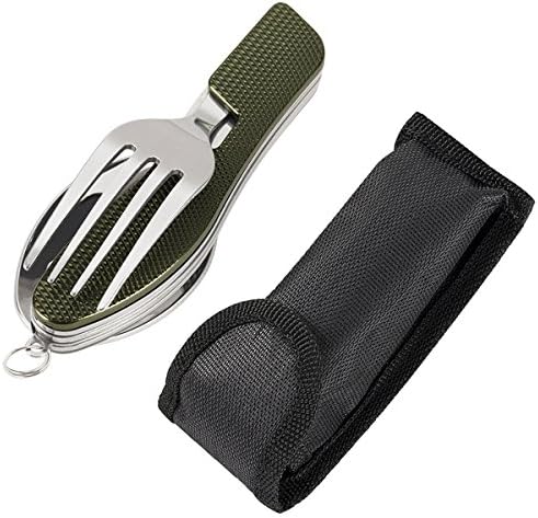 Zitfri Camping Cutlery Folding Outdoor Travel Cutlery Stainless Steel Cutlery Set With Case, Grün