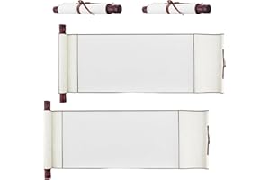 SUPERFINDINGS 4 rollos de papel en blanco con varillas de madera, pergamino de pintura en blanco largo envejecido en varillas de madera para escribir listas traviesas o bonitas caligrafía de 13