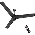 Polycab Silencio Mini 1200mm 5-Star BLDC, Remote Ceiling fan for home | 55% Energy Saving, 100% Copper, High Speed, 25 Speed Setting, Reversable & Timer | 4-yr Warranty【Matt Black】