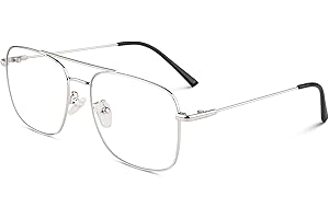 GQUEEN Pilot Style Fake Glasses Fashion Retro Vintage Metal Frame Clear Lens Glasses Womens Mens UV400