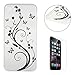 Produktbild CaseHome Silicone Gel iPhone 7 4.7 Inch Hülle(Mit Frei HD Displayschutzfolie) Transparent Weiche Silikon Schutzhülle,Weicher Flexibel Klar Gel Silikon TPU Hülle Superdünn Stoßfest Tasche Telefon-Kasten Schutz Tasche Schutzhülle Durchsichtig Handyhülle Silikon Case Schale für Apple iPhone 7 with Unique Black Pattern Design-Butterfly Floral Leaf