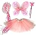 Produktbild Tante Tina - Schmetterling Kostüm für Mädchen - 4-Teiliges Set - Feenflügel / Schmetterlingsflügel Verkleiden - Rosa mit Haarkranz