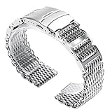 22 mm Breite Armband Klappschließe mit Sicherheit Shark Mesh Edelstahl Band für Herren Armbanduhr