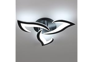 SENQIU Nowoczesna lampa sufitowa LED, 36 W 2800 lm Kreatywny kształt czarnego kwiatu Lampa sufitowa LED, zimna biel 6000 K Lampa sufitowa LED do sypialni, salonu, jadalni, przedpokoju Czarny
