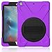Produktbild Apple iPad Air Hülle,iPad Air Hülle Case Tasche,Roreikes 3 Schicht Hybrid Heavy Duty Shockproof Rutschfeste Soft Silikon Schutzhülle mit Handschlaufe und Schultergurt Fall Hard Bumper Case 360 Grad drehbar mit Rugged Ständer für Apple iPad Air 2013 Modell-Lila