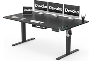 Devoko Escritorio Elevable Eléctrico 180 x 80 cm de Carga USB C, Escritorio Ajustable en Altura con Tablero, 3 Función de Memoria y Anticolisión, Regulable en Altura 72-118cm (Negro)