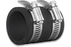 eco-filtration Fernco 2" Flexible Straight Connector (63 mm to 50 mm) - Heavy-Duty EPDM Rubber Pipe Coupling with Stainless Steel Clamps - Leak-Proof, Reusable & Easy Installation